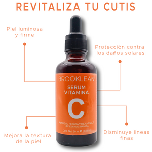 Serum Facial Vitamina C + Acido Hialurónico 50ml Brooklean