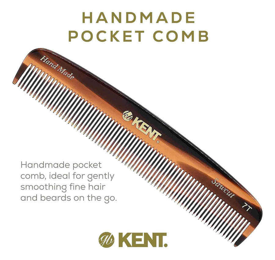 Kent Peine 7T Hecho A Mano Para Cabello Unisex. Color Carey
