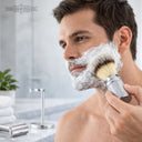 The Shaving Co. SILVER BRUSH AND STAND (Brocha de Aluminio y Base Metal)