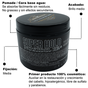 The Shaving Co. Super Hold Pomade con Noxidil. Pomada de Cabello Super Hold Noxidil - H2 4 oz / 113 gr