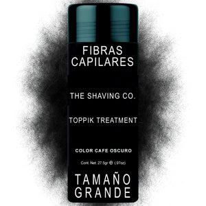 ASIN:B0DFZJDXPB THE SHAVING CO. TOPPIK TREATMENT Fibras Capilares, KIT 2 FIBRAS CAPILARES NEGRO, Solución para la Calvicie, Caida de Cabello, Alopecia o falta de Volumen. 27.5 gramos. Fibras de Construcción de Cabello. Ideal para el Cabello Delgado.