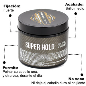 The Shaving Co. Super Hold Pomade. Cera de Cabello Super Hold 4 oz / 113 gr
