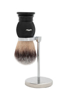 The Shaving Co. BLACK BRUSH AND STAND (Brocha Negra y Base Metal)